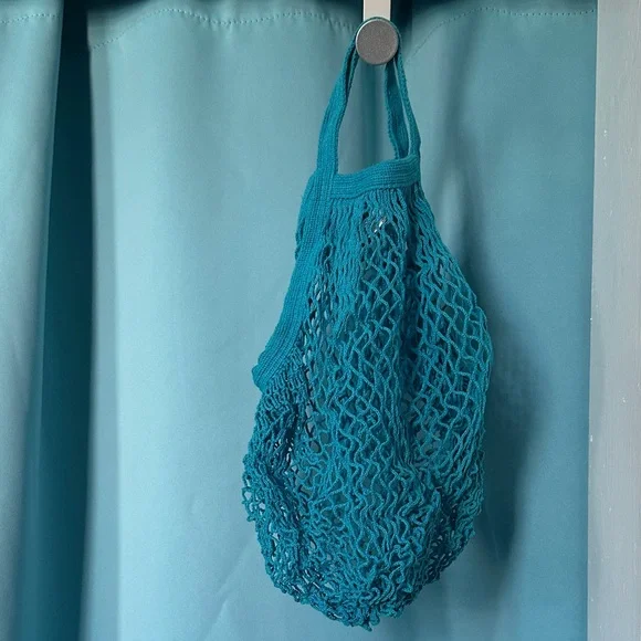 Chic Teal Mesh Eco Bags Tote Bag - Picture 2 of 5